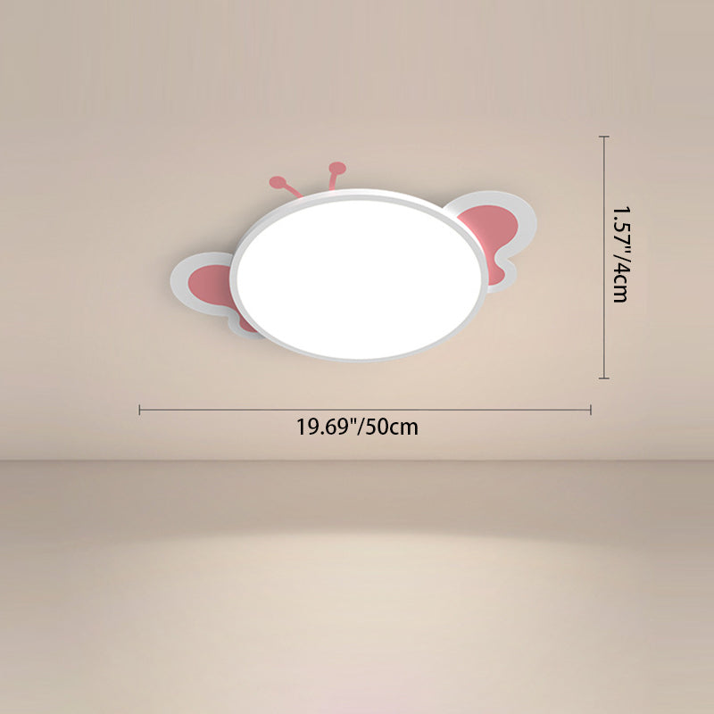 Modern Minimalist Round Butterfly Shape PS Iron Aluminum LED Flush Mount Ceiling Light For Bedroom