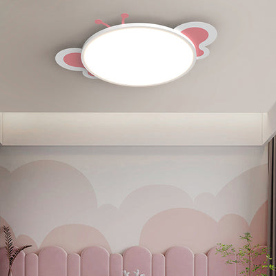 Modern Minimalist Round Butterfly Shape PS Iron Aluminum LED Flush Mount Ceiling Light For Bedroom