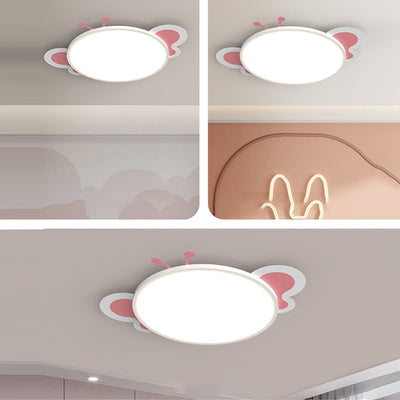 Modern Minimalist Round Butterfly Shape PS Iron Aluminum LED Flush Mount Ceiling Light For Bedroom