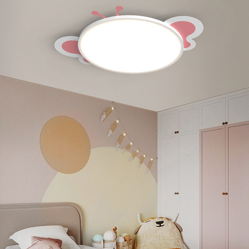 Modern Minimalist Round Butterfly Shape PS Iron Aluminum LED Flush Mount Ceiling Light For Bedroom