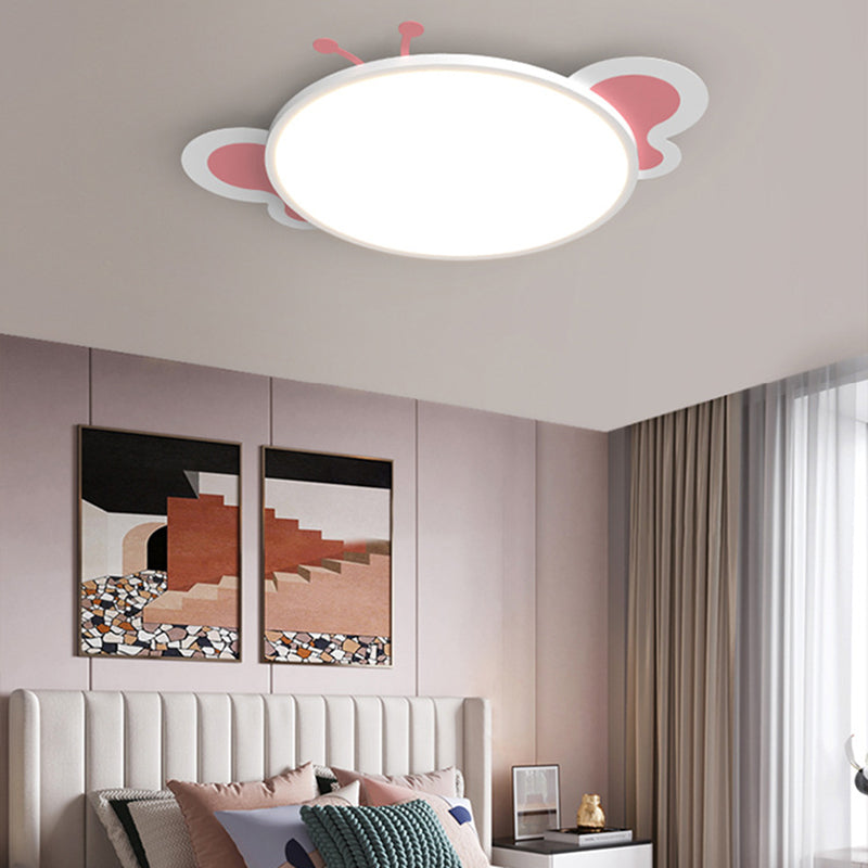 Modern Minimalist Round Butterfly Shape PS Iron Aluminum LED Flush Mount Ceiling Light For Bedroom