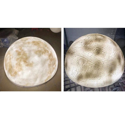 Modern Minimalist Semicircle Embossed Moon Resin LED Flush Mount Ceiling Light For Living Room