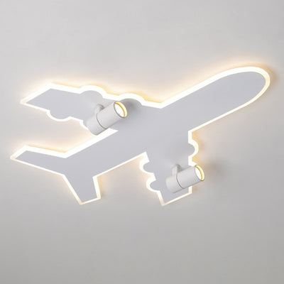 Modern Art Deco Airplane Shape Acrylic Iron LED Kids Flush Mount Ceiling Light For Bedroom