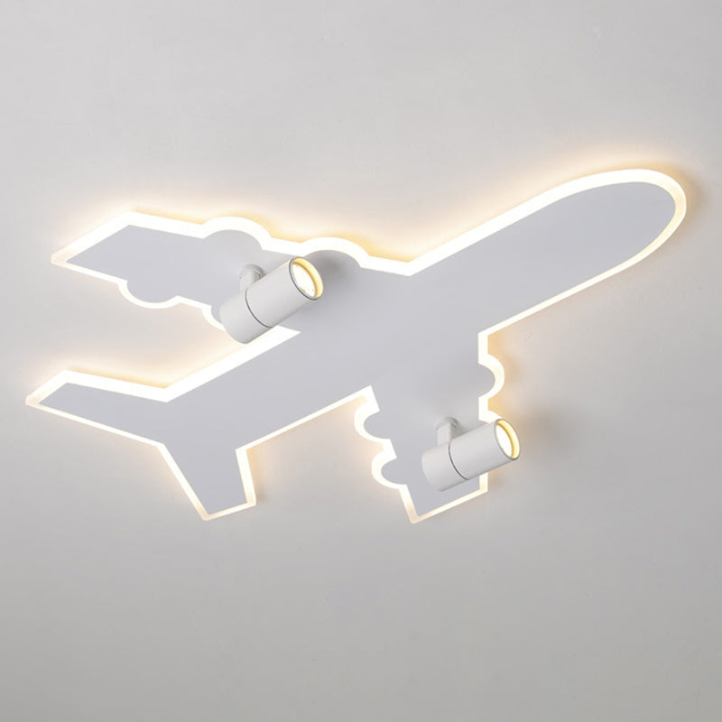 Modern Art Deco Airplane Shape Acrylic Iron LED Kids Flush Mount Ceiling Light For Bedroom