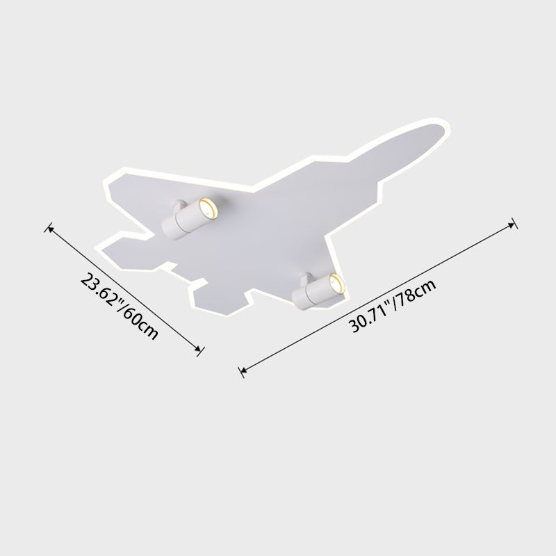 Modern Art Deco Airplane Shape Acrylic Iron LED Kids Flush Mount Ceiling Light For Bedroom