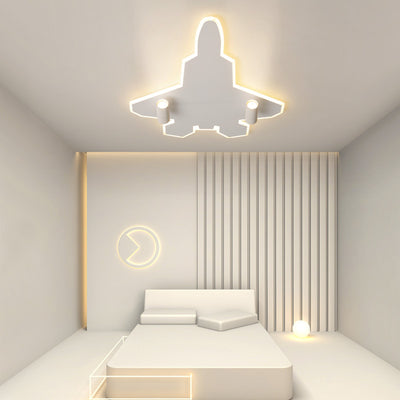 Modern Art Deco Airplane Shape Acrylic Iron LED Kids Flush Mount Ceiling Light For Bedroom