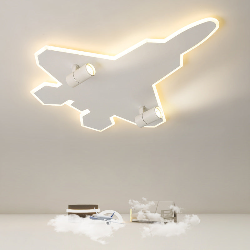 Modern Art Deco Airplane Shape Acrylic Iron LED Kids Flush Mount Ceiling Light For Bedroom