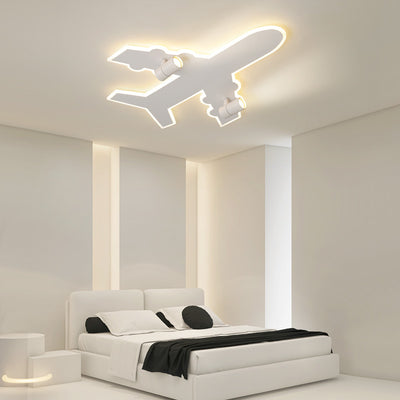 Modern Art Deco Airplane Shape Acrylic Iron LED Kids Flush Mount Ceiling Light For Bedroom