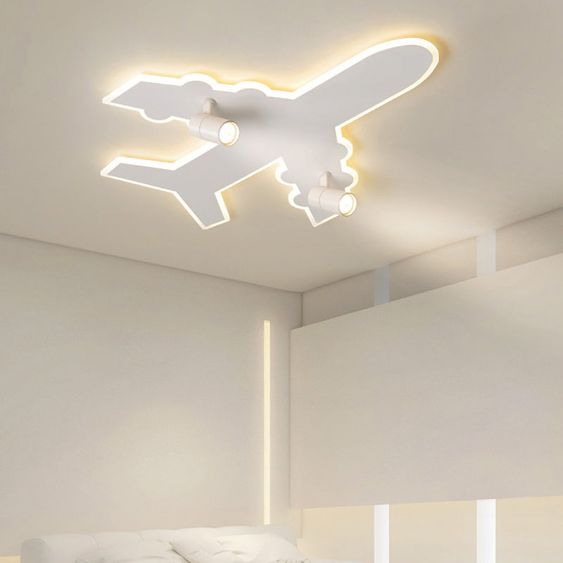 Modern Art Deco Airplane Shape Acrylic Iron LED Kids Flush Mount Ceiling Light For Bedroom