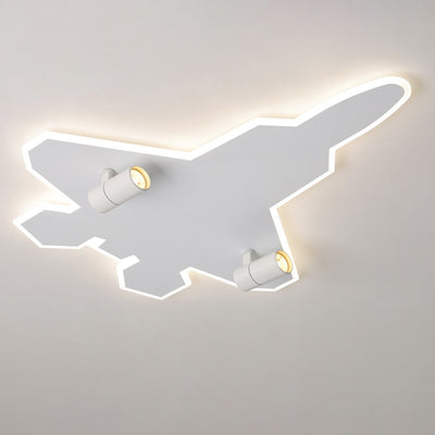 Modern Art Deco Airplane Shape Acrylic Iron LED Kids Flush Mount Ceiling Light For Bedroom