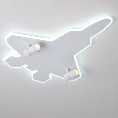 Modern Art Deco Airplane Shape Acrylic Iron LED Kids Flush Mount Ceiling Light For Bedroom