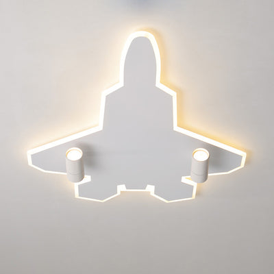 Modern Art Deco Airplane Shape Acrylic Iron LED Kids Flush Mount Ceiling Light For Bedroom