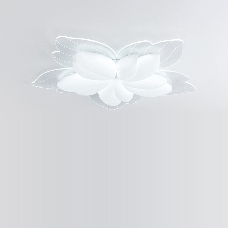 Modern Minimalist Cream Petal Flower Acrylic Iron LED Flush Mount Ceiling Light For Living Room