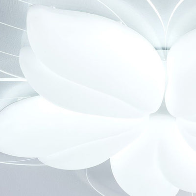 Modern Minimalist Cream Petal Flower Acrylic Iron LED Flush Mount Ceiling Light For Living Room