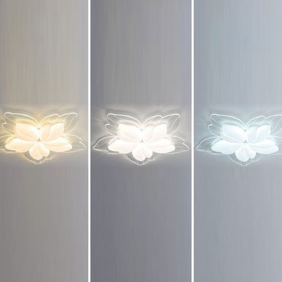 Modern Minimalist Cream Petal Flower Acrylic Iron LED Flush Mount Ceiling Light For Living Room