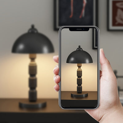 Moderne Luxus Halbrunde Säule Eisen 1-Licht Tischlampe für Wohnzimmer 