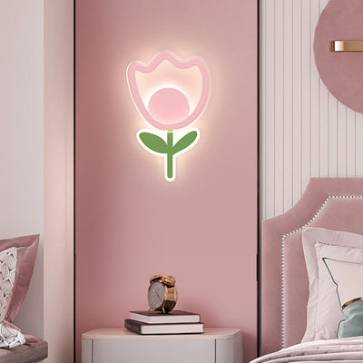 Modern Art Deco Tulip Flower Acrylic Iron LED Wall Sconce Lamp For Living Room