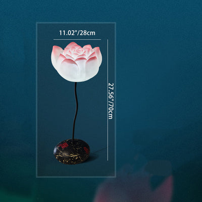 Traditional Chinese Round Lotus Flower Resin Hardware 1-Light Standing Floor Lamp For Bedroom