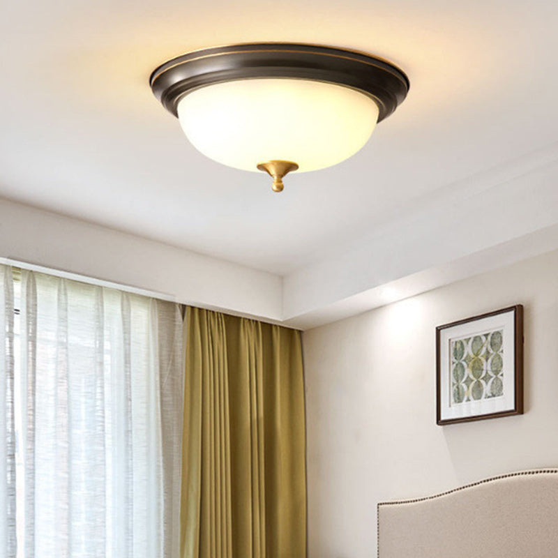 Contemporary Scandinavian Round Half Round Frosted Glass Copper 2/3/4 Light Flush Mount Ceiling Light For Living Room