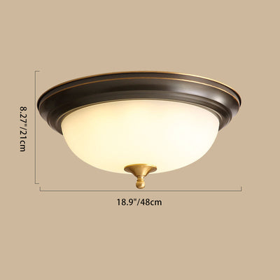 Contemporary Scandinavian Round Half Round Frosted Glass Copper 2/3/4 Light Flush Mount Ceiling Light For Living Room