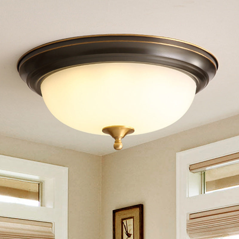 Contemporary Scandinavian Round Half Round Frosted Glass Copper 2/3/4 Light Flush Mount Ceiling Light For Living Room