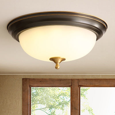 Contemporary Scandinavian Round Half Round Frosted Glass Copper 2/3/4 Light Flush Mount Ceiling Light For Living Room