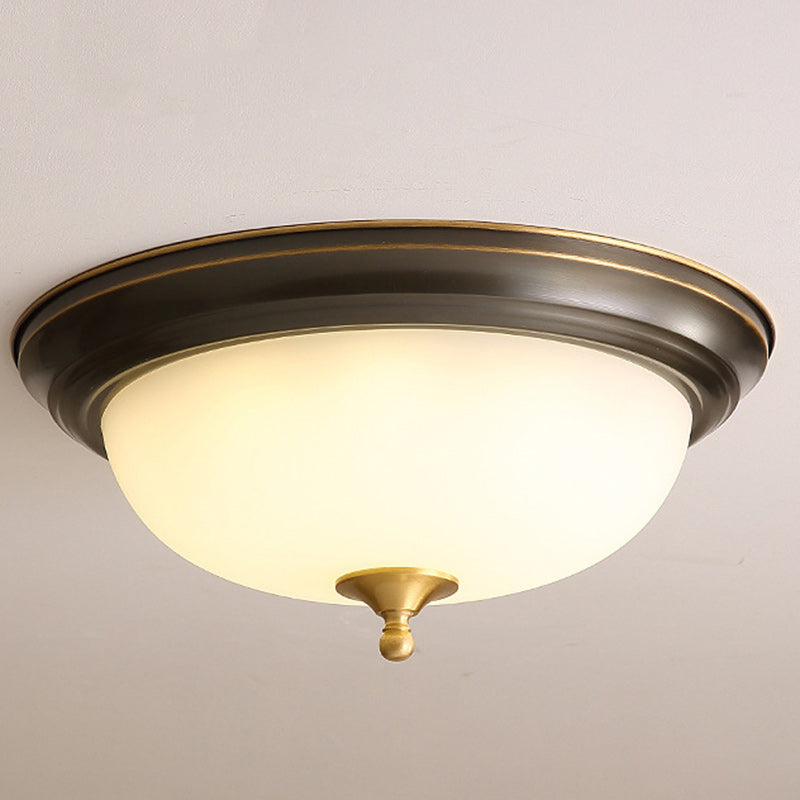 Contemporary Scandinavian Round Half Round Frosted Glass Copper 2/3/4 Light Flush Mount Ceiling Light For Living Room