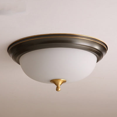 Contemporary Scandinavian Round Half Round Frosted Glass Copper 2/3/4 Light Flush Mount Ceiling Light For Living Room