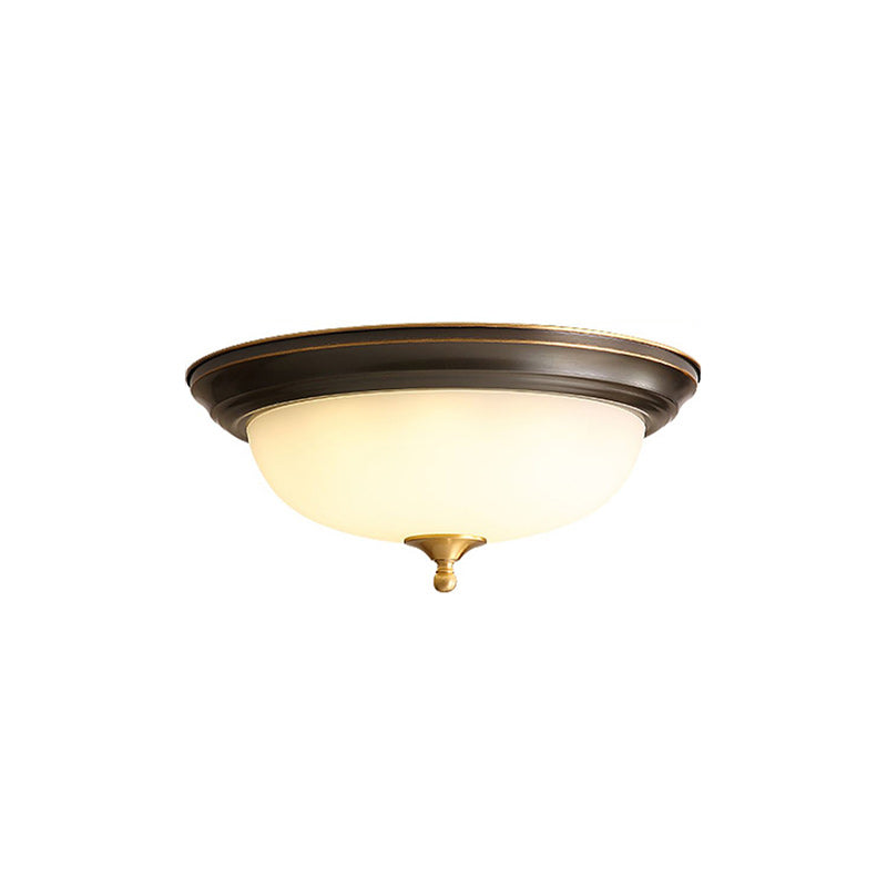 Contemporary Scandinavian Round Half Round Frosted Glass Copper 2/3/4 Light Flush Mount Ceiling Light For Living Room