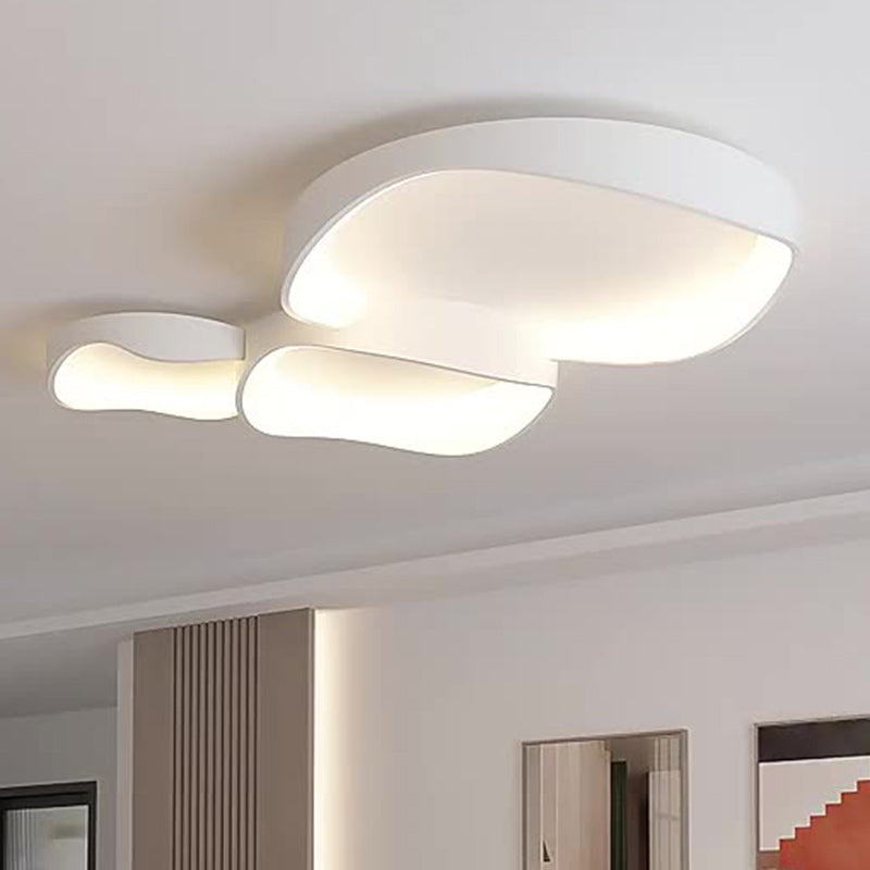 Modern Minimalist Irregular Round PVC Iron LED Flush Mount Ceiling Light For Bedroom