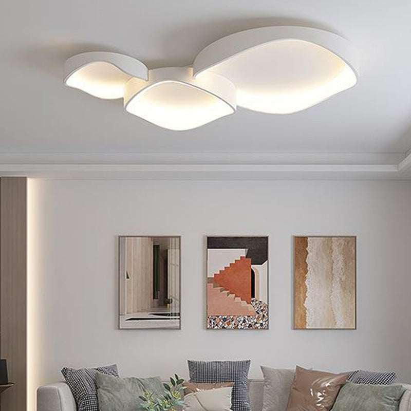 Modern Minimalist Irregular Round PVC Iron LED Flush Mount Ceiling Light For Bedroom