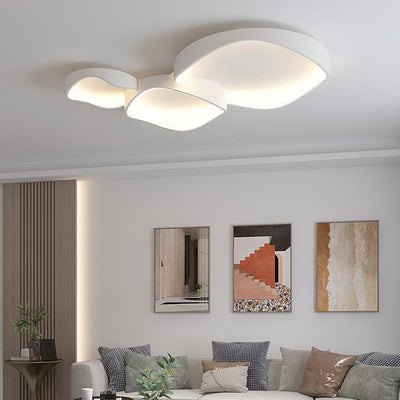 Modern Minimalist Irregular Round PVC Iron LED Flush Mount Ceiling Light For Bedroom