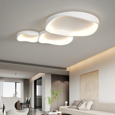 Modern Minimalist Irregular Round PVC Iron LED Flush Mount Ceiling Light For Bedroom