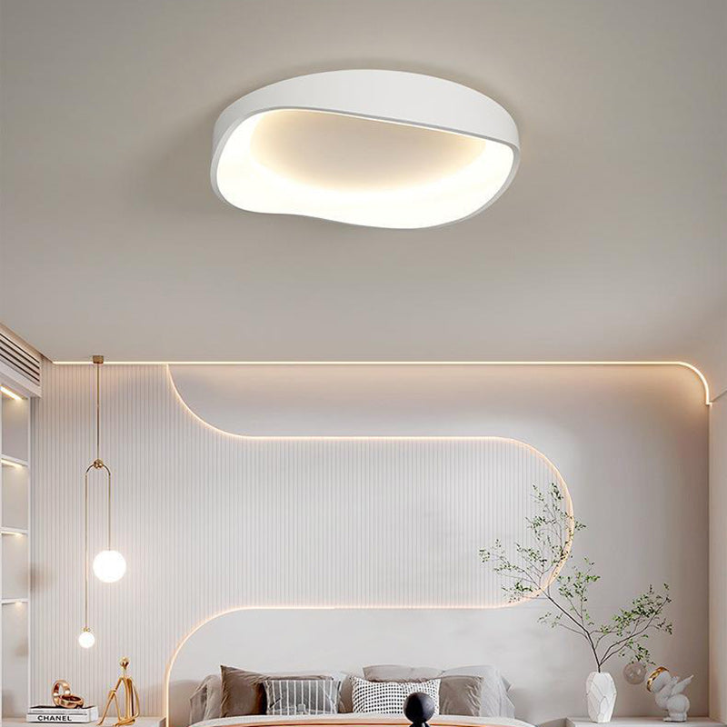 Modern Minimalist Irregular Round PVC Iron LED Flush Mount Ceiling Light For Bedroom