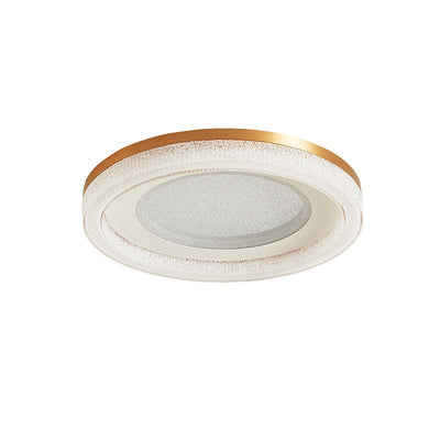 Modern Minimalist Round Acrylic Crystal Sand Hardware LED Flush Mount Ceiling Light For Bedroom