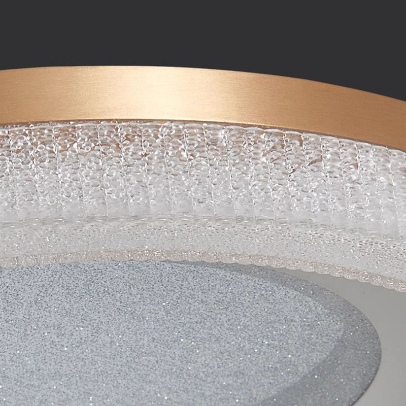 Modern Minimalist Round Acrylic Crystal Sand Hardware LED Flush Mount Ceiling Light For Bedroom