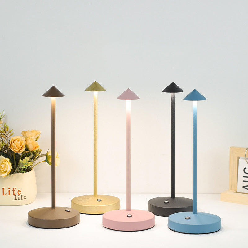 Modern Simplicity Triangle Cone Round Acrylic Cylinder Iron LED Table Lamp For Living Room