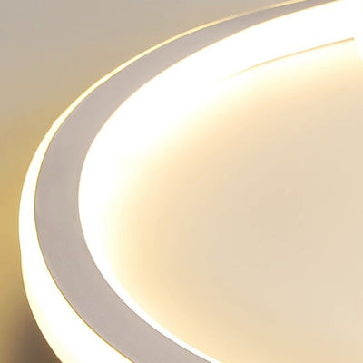 Contemporary Scandinavian Curved Line Round Soft Silicone Iron Aluminum LED Flush Mount Ceiling Light For Bedroom