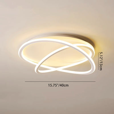 Contemporary Scandinavian Curved Line Round Soft Silicone Iron Aluminum LED Flush Mount Ceiling Light For Bedroom