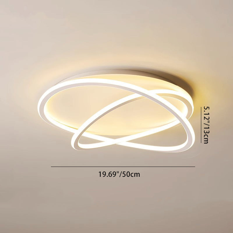 Contemporary Scandinavian Curved Line Round Soft Silicone Iron Aluminum LED Flush Mount Ceiling Light For Bedroom