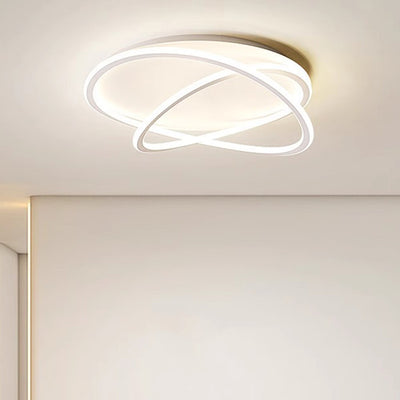 Contemporary Scandinavian Curved Line Round Soft Silicone Iron Aluminum LED Flush Mount Ceiling Light For Bedroom