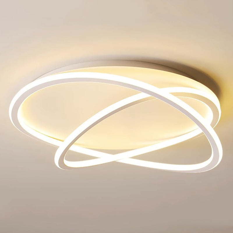 Contemporary Scandinavian Curved Line Round Soft Silicone Iron Aluminum LED Flush Mount Ceiling Light For Bedroom