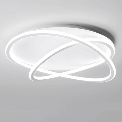 Contemporary Scandinavian Curved Line Round Soft Silicone Iron Aluminum LED Flush Mount Ceiling Light For Bedroom