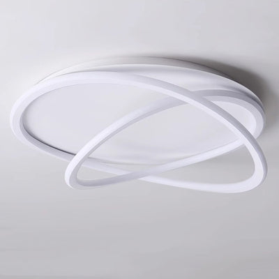 Contemporary Scandinavian Curved Line Round Soft Silicone Iron Aluminum LED Flush Mount Ceiling Light For Bedroom