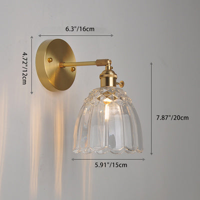 Contemporary Scandinavian Straw Hat Green Flower Round Glass Iron 1-Light Wall Sconce Lamp For Living Room