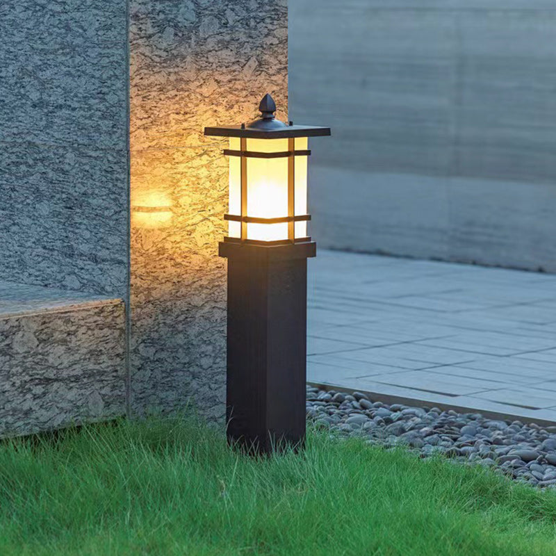 Modern Minimalist Rectangle Lattice Glass Aluminum 1-Light Landscape Lighting Outdoor Light For Garden