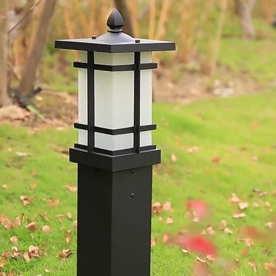 Modern Minimalist Rectangle Lattice Glass Aluminum 1-Light Landscape Lighting Outdoor Light For Garden