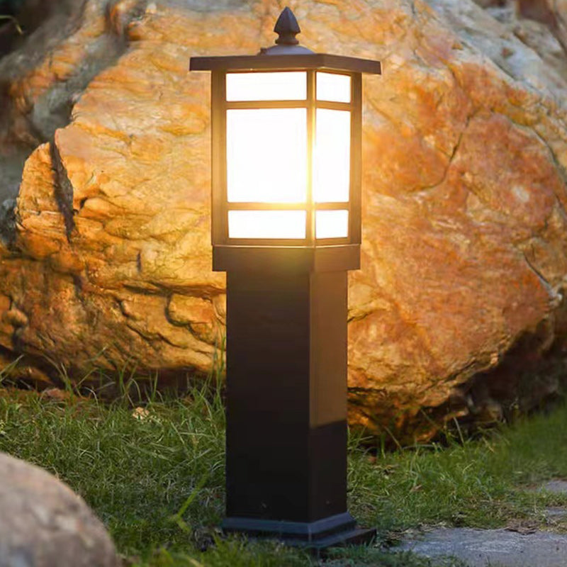 Modern Minimalist Rectangle Lattice Glass Aluminum 1-Light Landscape Lighting Outdoor Light For Garden