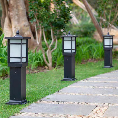 Modern Minimalist Rectangle Lattice Glass Aluminum 1-Light Landscape Lighting Outdoor Light For Garden