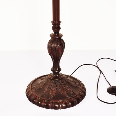 Traditional Tiffany Umbrella Round Glass Resin Iron 3-Light Standing Floor Lamp For Bedroom